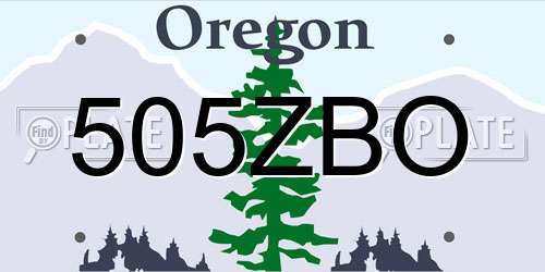 505ZBO Oregon License Plate