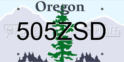 505ZSD Oregon License Plate
