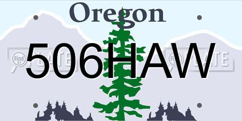 506HAW Oregon License Plate