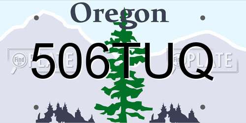 506TUQ Oregon License Plate