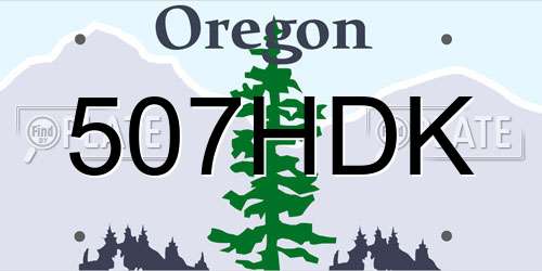 507HDK Oregon License Plate