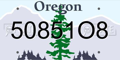 50851O8 Oregon License Plate