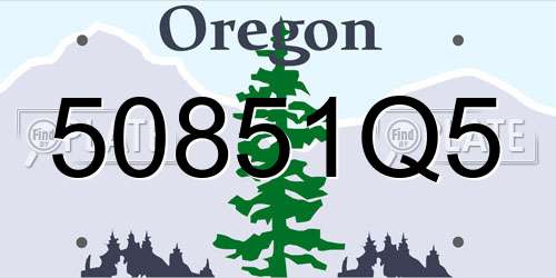 50851Q5 Oregon License Plate
