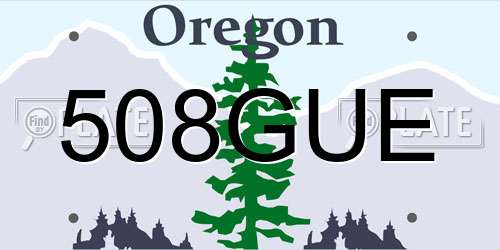 508GUE Oregon License Plate
