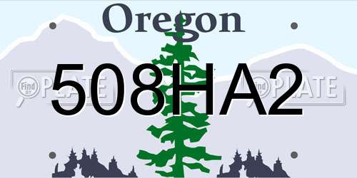 508HA2 Oregon License Plate