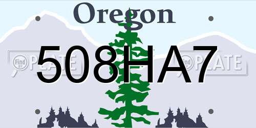 508HA7 Oregon License Plate