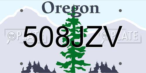508JZV Oregon License Plate