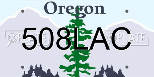 508LAC Oregon License Plate