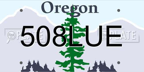 508LUE Oregon License Plate