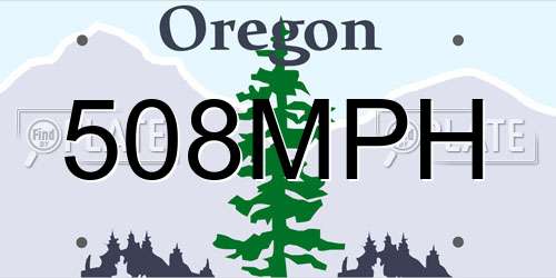 508MPH Oregon License Plate