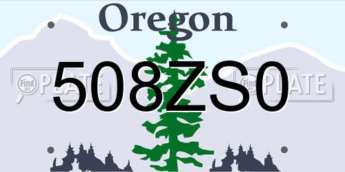 508ZS0 Oregon License Plate