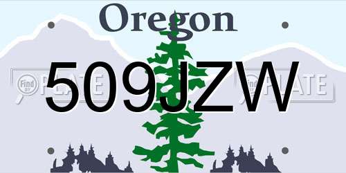 509JZW Oregon License Plate