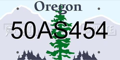50AS454 Oregon License Plate