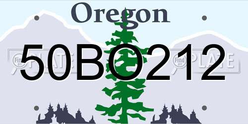 50BO212 Oregon License Plate