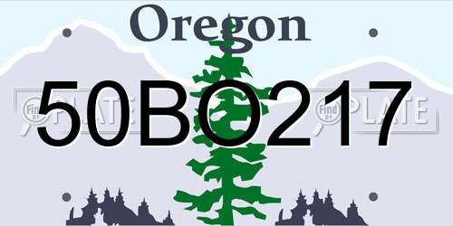 50BO217 Oregon License Plate