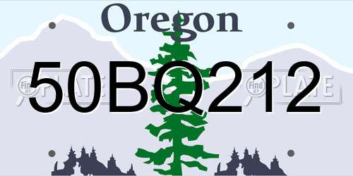 50BQ212 Oregon License Plate