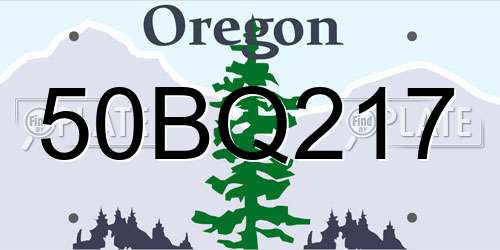 50BQ217 Oregon License Plate