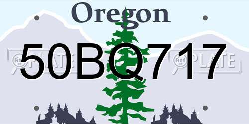 50BQ717 Oregon License Plate