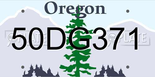 50DG371 Oregon License Plate