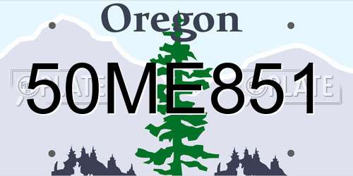 50ME851 Oregon License Plate
