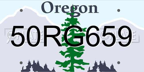 50RG659 Oregon License Plate