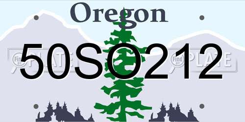 50SO212 Oregon License Plate