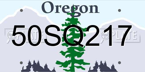 50SQ217 Oregon License Plate