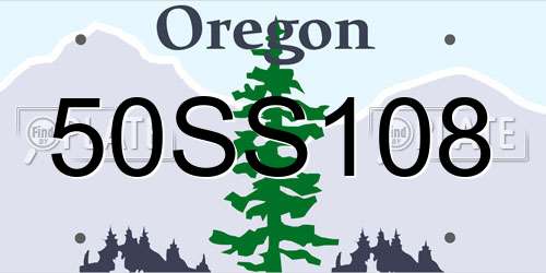 50SS108 Oregon License Plate