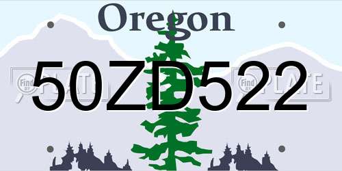 50ZD522 Oregon License Plate