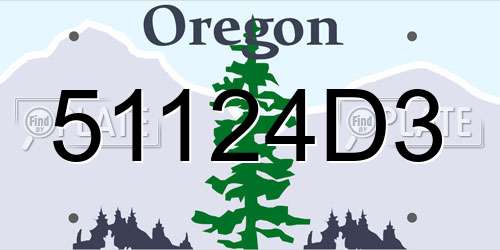 51124D3 Oregon License Plate