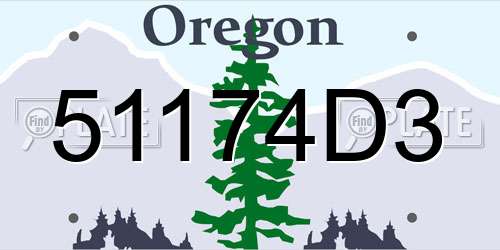 51174D3 Oregon License Plate