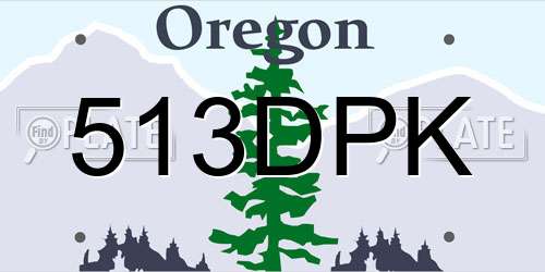 513DPK Oregon License Plate