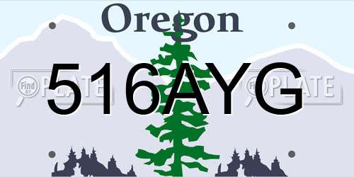 516AYG Oregon License Plate