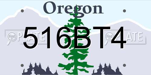 516BT4 Oregon License Plate