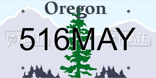 516MAY Oregon License Plate