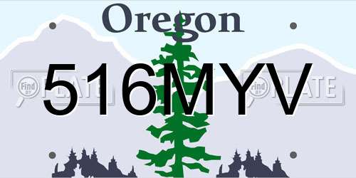 516MYV Oregon License Plate