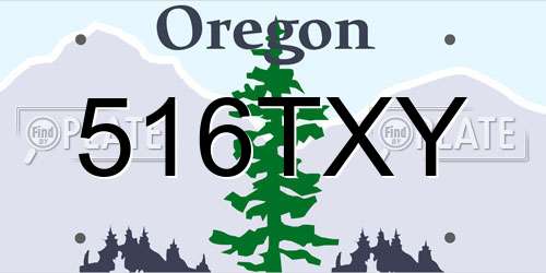 516TXY Oregon License Plate