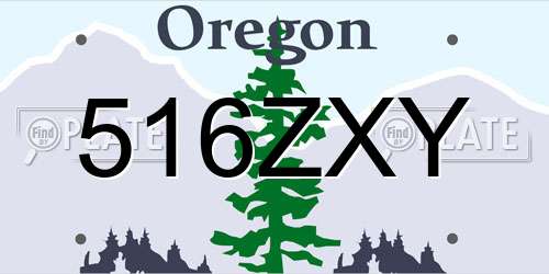 516ZXY Oregon License Plate