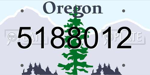 5188012 Oregon License Plate