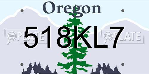 518KL7 Oregon License Plate