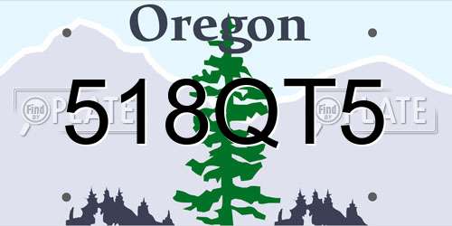 518QT5 Oregon License Plate