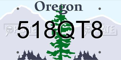 518QT8 Oregon License Plate