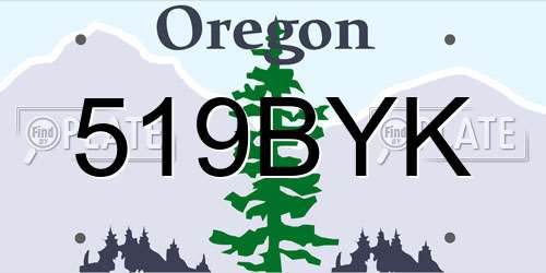 519BYK Oregon License Plate
