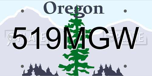 519MGW Oregon License Plate