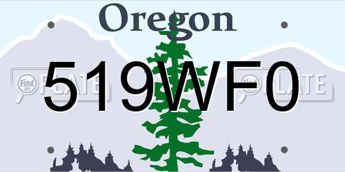 519WF0 Oregon License Plate