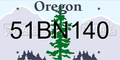 51BN140 Oregon License Plate