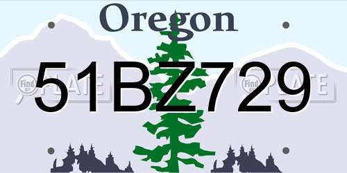 51BZ729 Oregon License Plate