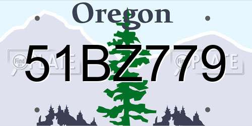 51BZ779 Oregon License Plate