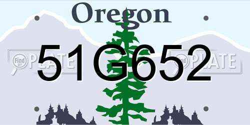 51G652 Oregon License Plate