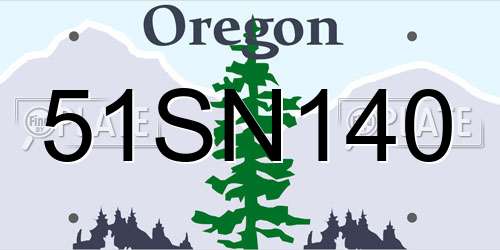 51SN140 Oregon License Plate